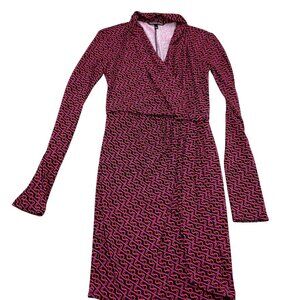 Victoria's Secret Dress Women XSmall Pink Red All Over VS Monogram Surplice Wrap